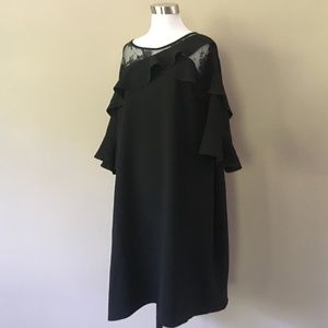 Size 24 RIVER ISLAND PLUS Black Dress 3/4 Sleeves